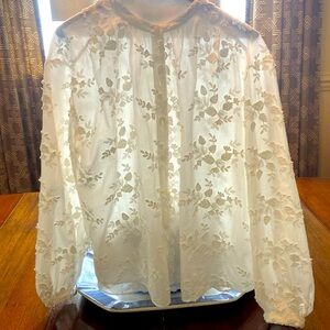 & Other Stories band collar appliquéd top